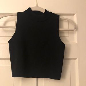 Mock Neck Sleeveless Ribbed Sweater Crop Top